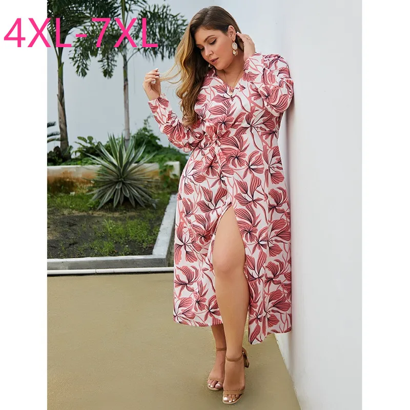 Платье женское средней длины с длинным рукавом свободное платье цветочным