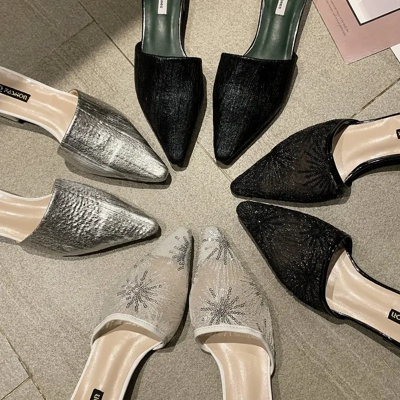 

2021 New Arrival Dress Shoes High Quality Shallow Women Sandals Summer Simple Pointed Toe Ladies Shoes Gladiator Mesh