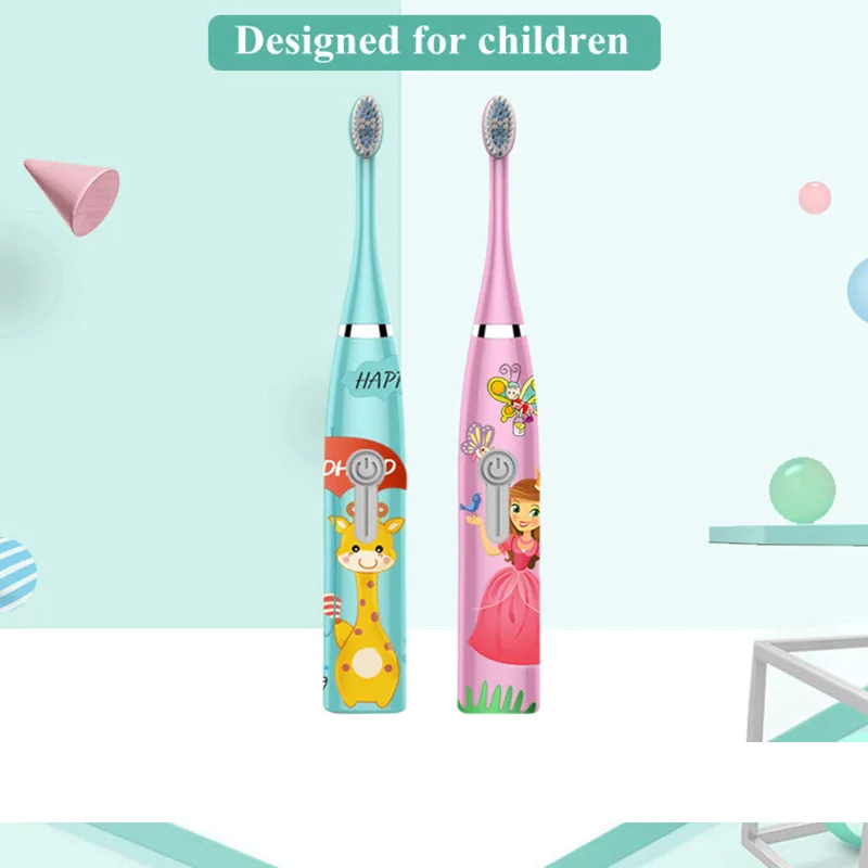 Детская электрическая зубная щетка водонепроницаемая звуковая вибратор для