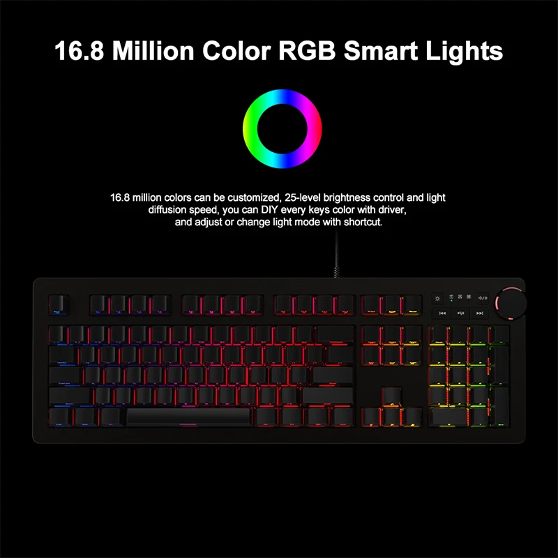 Клавиатура Ajazz AK60 для ПК и планшетов игровая механическая USB Проводная RGB 104