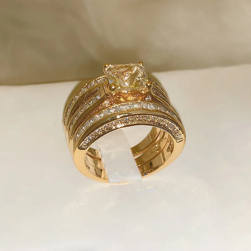 3 шт./комплект ювелирные кольца из золота 14 к с цирконом|Кольца| |