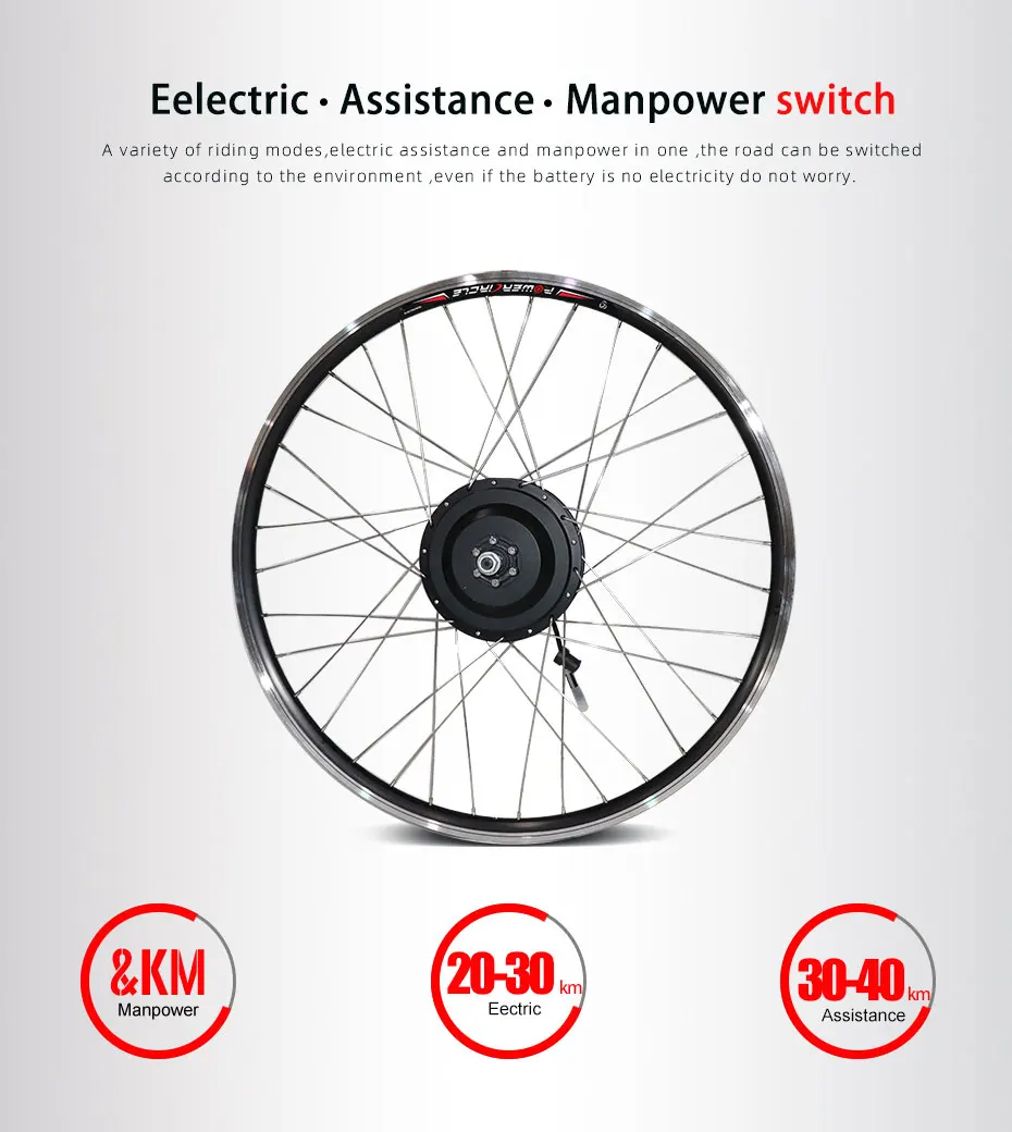 

48V 500W Electric Bicycle Conversion KIt 20''-29'' 700C Brushless Gear Front Hub Motor Wheel for Bicycle Max Speed 50km/h