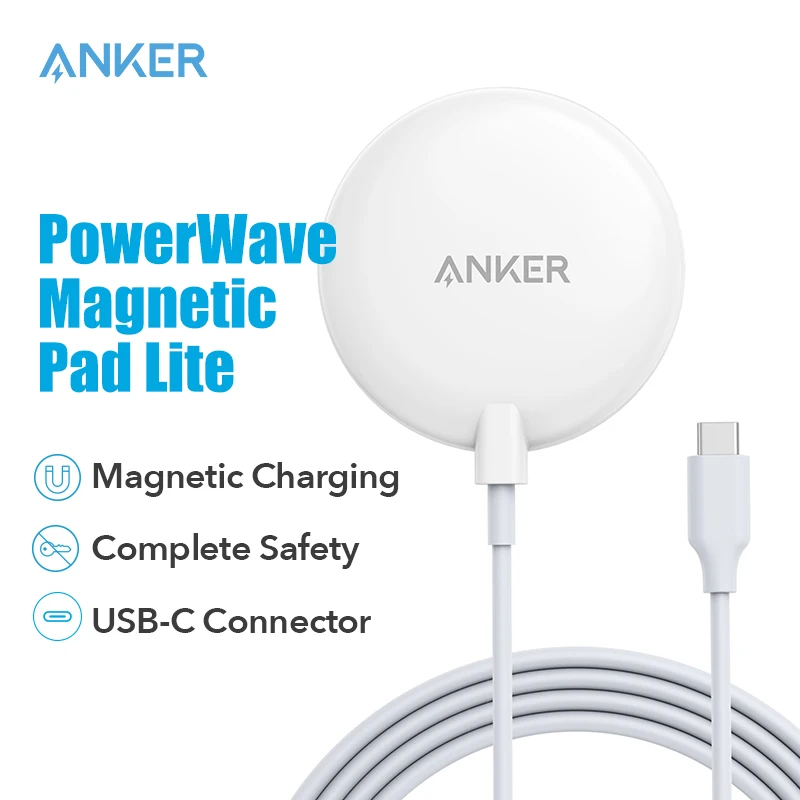 anker 313 magnetic wireless chargers 5 ft built in usb c cable powerwave magnetic pad lite for iphone 12 for iphone 13 series free global shipping