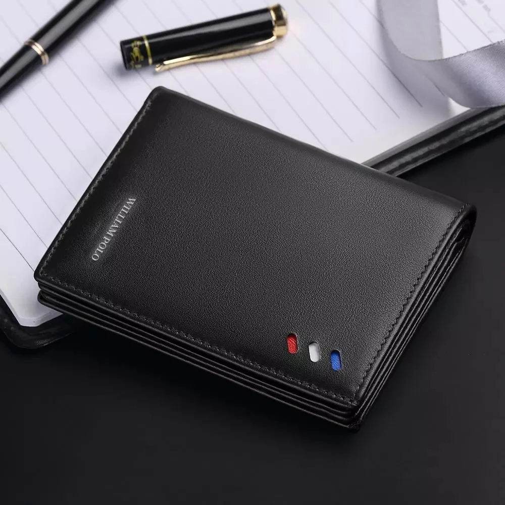 Leather Purse Credit Card Luxury Card Package 2022 Williampolo Genuine Leather Men's Walletsnew Design Men Short