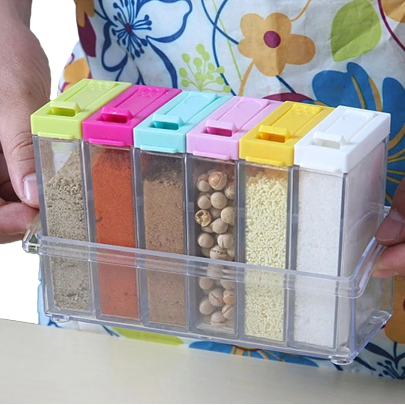 Кухонные бутылки для приправ коробки банки 6 шт./компл. пластиковый органайзер