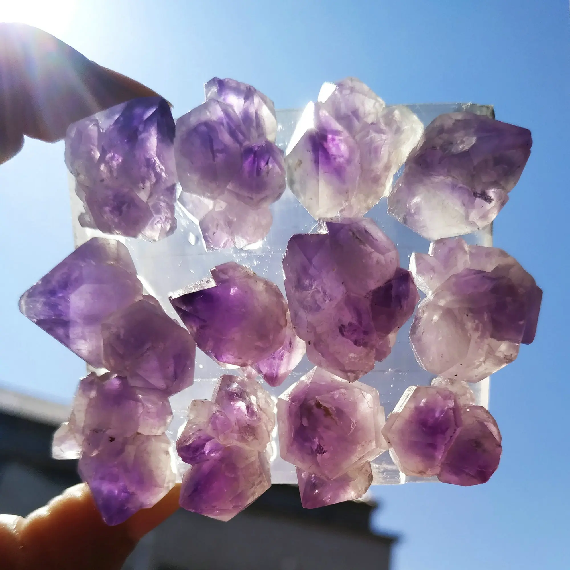 1 шт. натуральный белый селенит ломтик основа пьедестал клей Аметист кластер