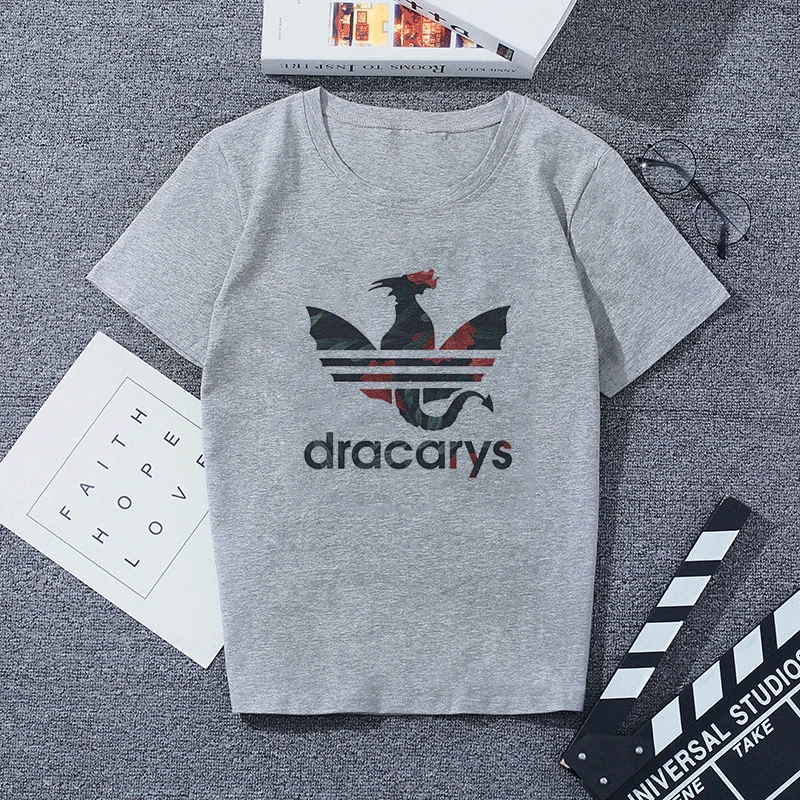 Новинка Dracarys «Игры престолов» Женская футболка женская летняя футболка с принтом дракона серые повседневные уличные модные футболки - Цвет: 2541