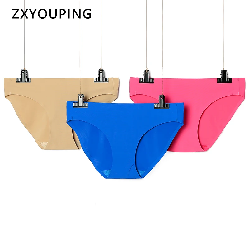 3 шт./лот цельные бесшовные трусики женское нижнее белье шелковые сексуальные