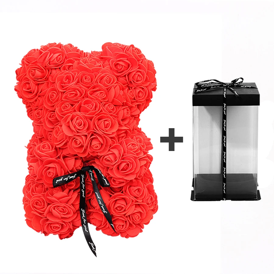 Лидер продаж подарок на день Святого Валентина 25 см красная роза плюшевый мишка