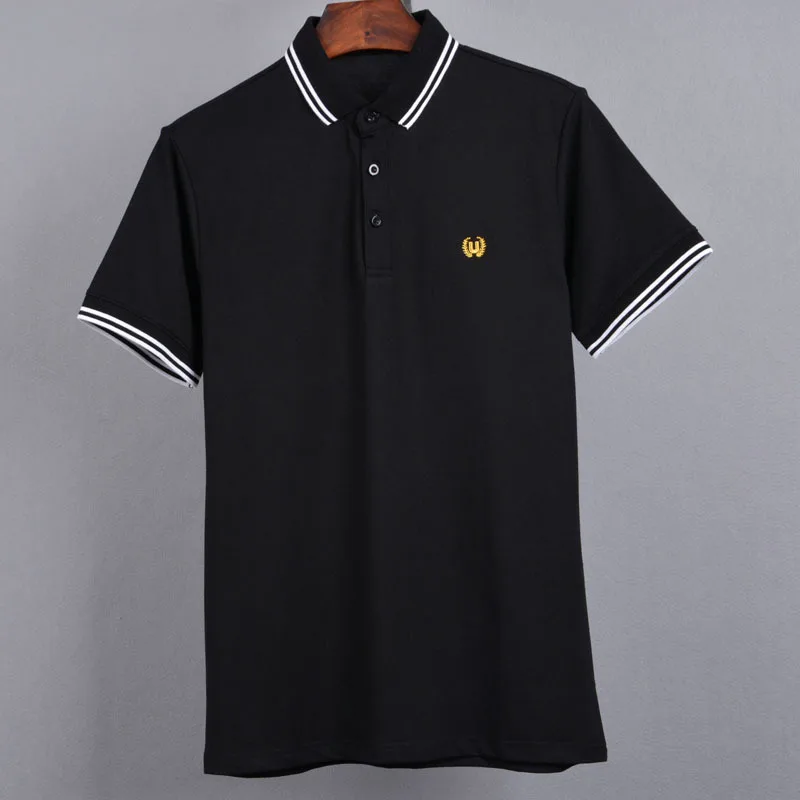 

Summer New Mens Fashion Business Casual Shirt Embroidered Lapel Short Sleeve T-Shirt Half Sleeve