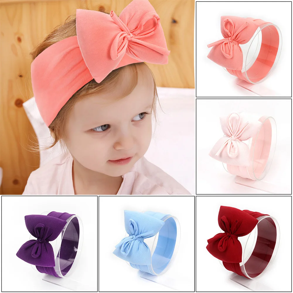 

2020 Baby Bows Headband Bebes Girls Cotton Bow Knotted Hair Band Headwrap Autumn and Winter Children Hair Accessories Headwear
