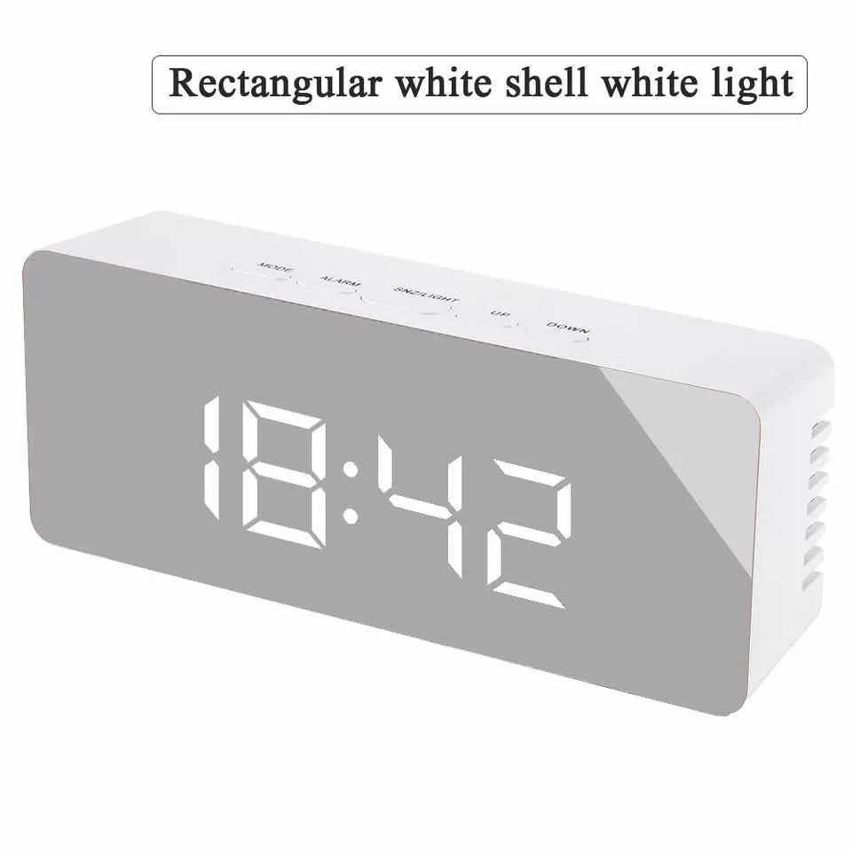 Светодиодный зеркальный будильник цифровые часы многофункциональные с дисплеем