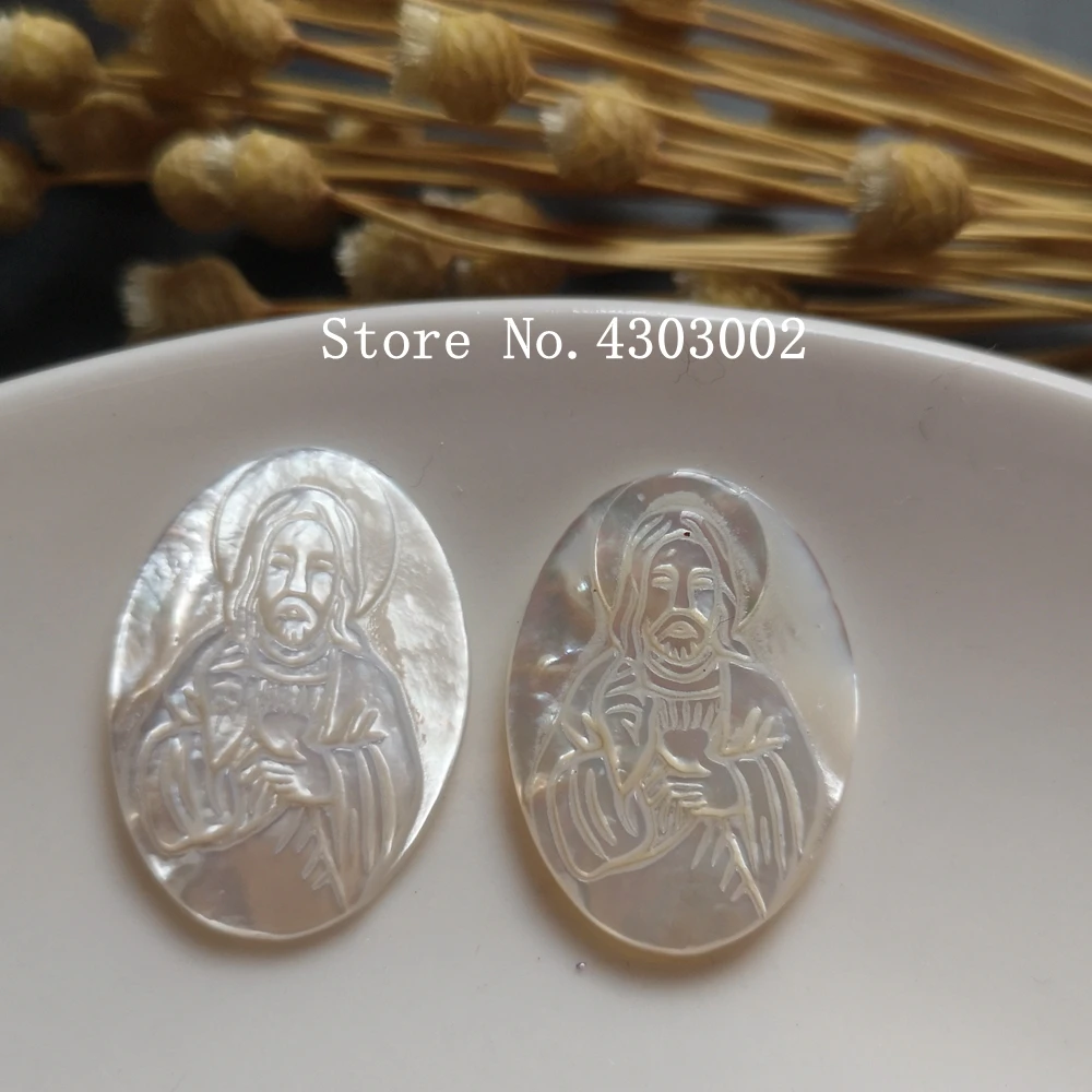 Шт./Лот 18x25 мм натуральное овальное Священное Сердце Иисуса Перламутровые Бусины