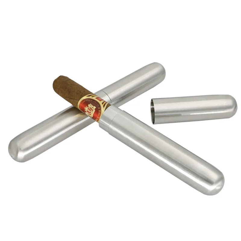 

Classic Travel Stainless Steel Single Cigar Tube Jar Cigars Box Mini Humidor Pure Copper Tube Holder Smoker Accessories