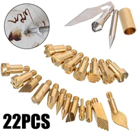 22pcslot copper iron electric carving tool tips wood leather engraving burning pen soldering iron tips for diy art embossing