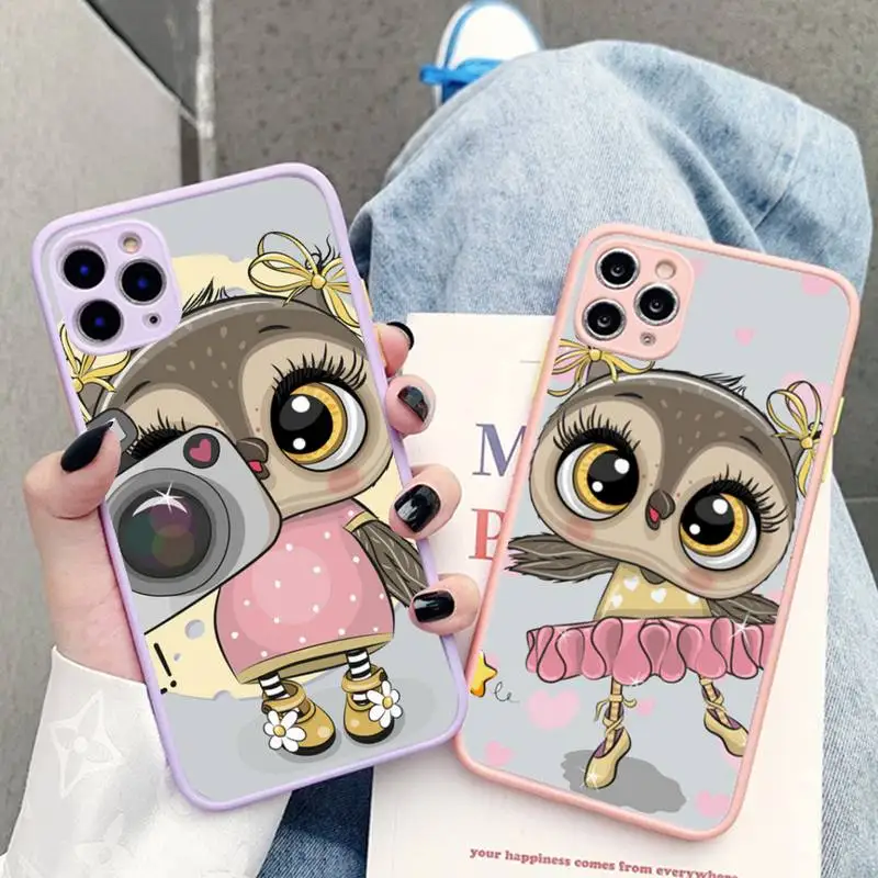 

MaiYaCa Lovely Animal Owl Phone Case for iPhone 7 8 Plus X XR XS 11 12 pro MAX Hard PC Translucent Matte Shockproof Case