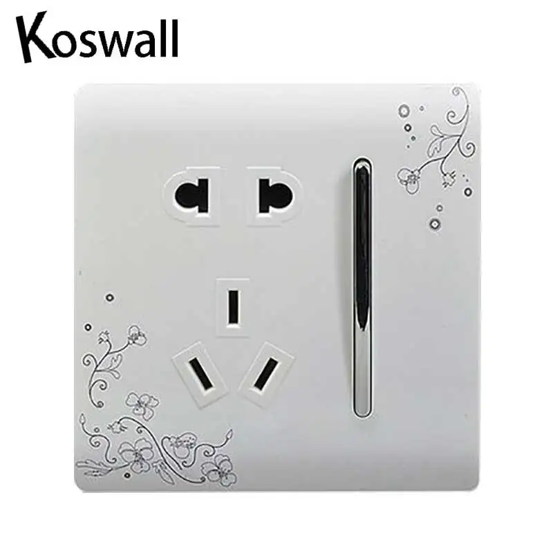 Luxury Wall Electrical Socket 5 Hole Power Outlet With 1 Gang 2 Way Switch AC 110~250V | Обустройство дома