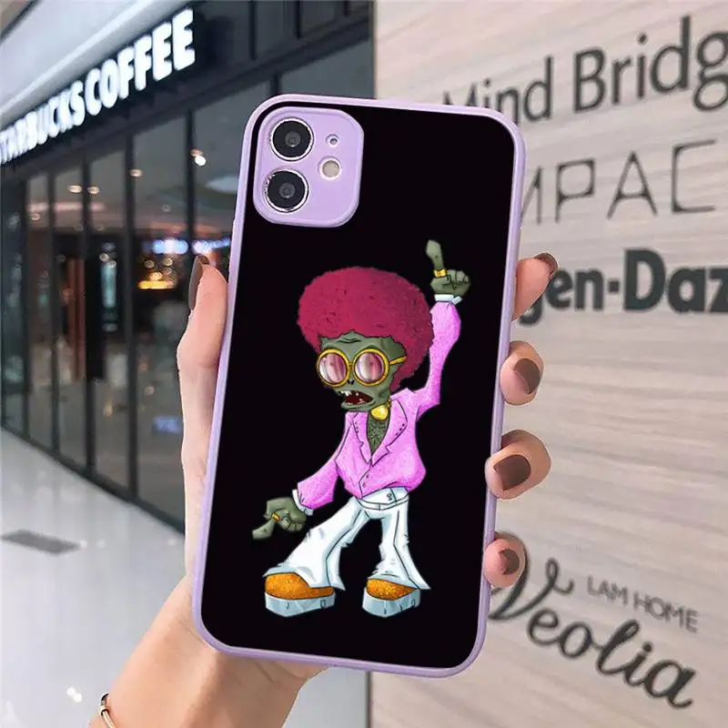 

cute cartoon zombie Phone Case Matte transparent For Purple iPhone 12 Mini 11 Pro XR XS Max 7 8 Plus X Back Cover