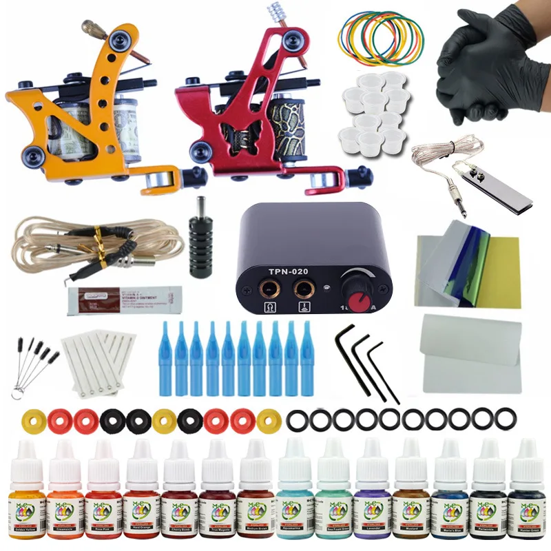 

Home Tattoo Pen Machine Kits Beginners With Ink Full Accessories Tattoo kit Set