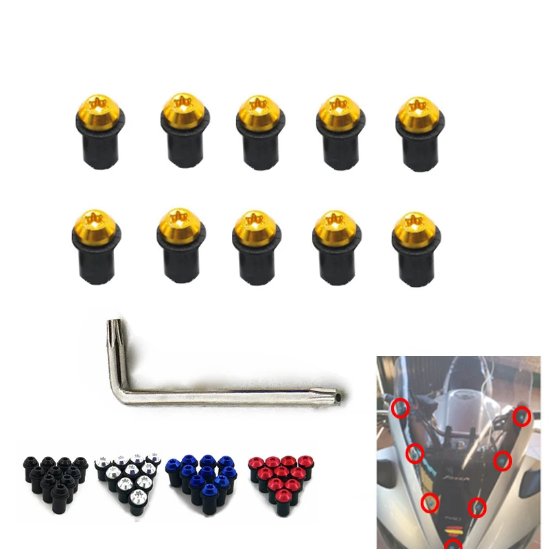 M5 5mm Fastener Nuts Windscreen Windshield Screw Mounting Bolts For Suzuki GSXR GSX-R 600 750 1000 K1 K2 K3 K4 K5 K6 K7 K8 K9