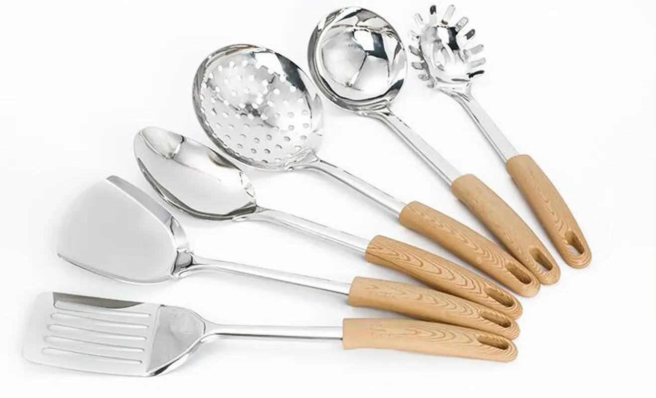

Stainless Steel Kitchen Tool Set 7 Piece Set Cooking Spoon Cooking Shovel Stainless Steel Kitchen Utensil Colander Cooking Tools