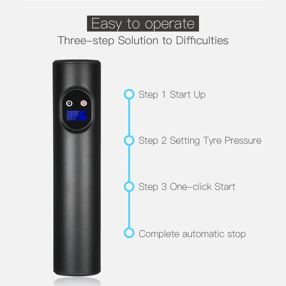 Портативный воздушный компрессор KKMOON ручной мини-насос для шин электрический