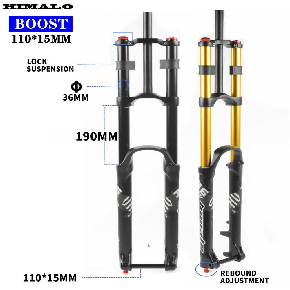 MTB Boost Fork Mountain Bike DH AM Suspension Air Resilience Rebound Adjustment 27.5 29ER 110*15MM Dual Crown 36MM | Спорт и