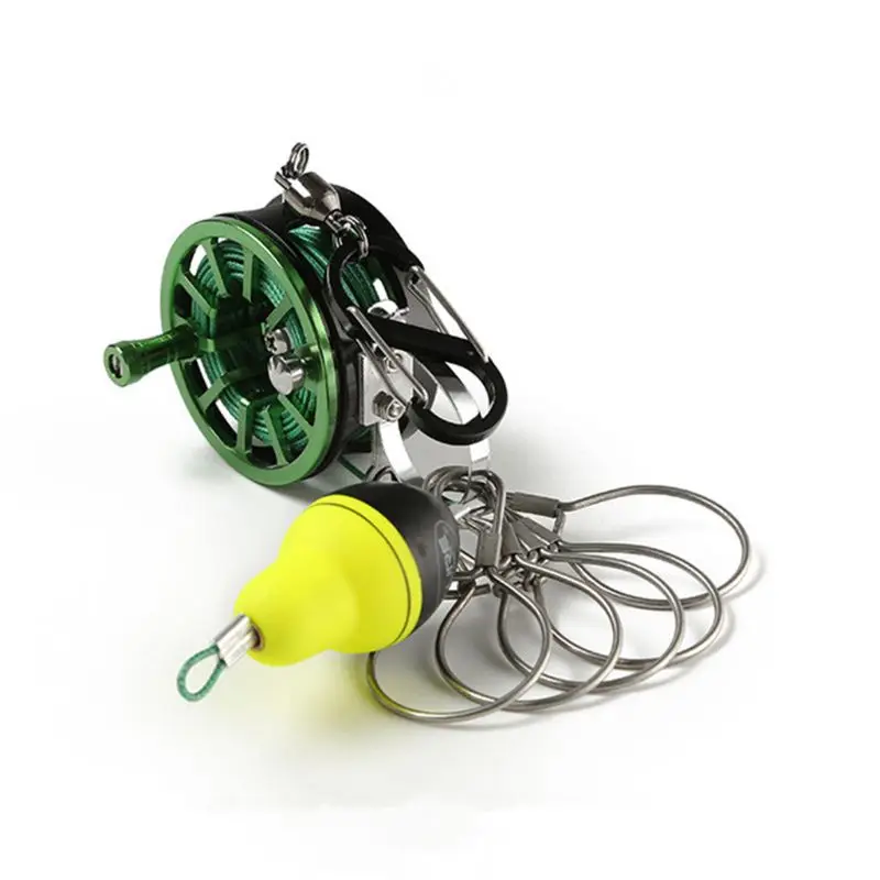 

2021 New 5 Snaps Fishing Stringer Live Fish Lock Buckle With Reel Float Stainless Steel Drop Ship