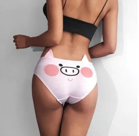 Трусики с принтом в виде розовой свиньи хлопковое нижнее белье ушками