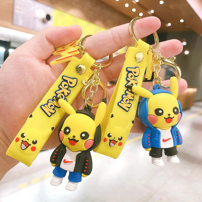 

Cartoon Anime Dolls Keychain Pendant Figures Pikachu Toy Anime Character Squirtle Bulbasaur Doll Model Kids Gift