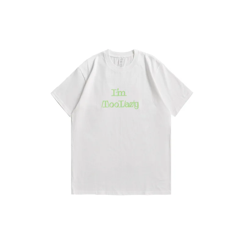 

Inf men's wear - spring / summer 2021 new luminous fluorescent contrast letter printing cylinder Casual Short Sleeve men's