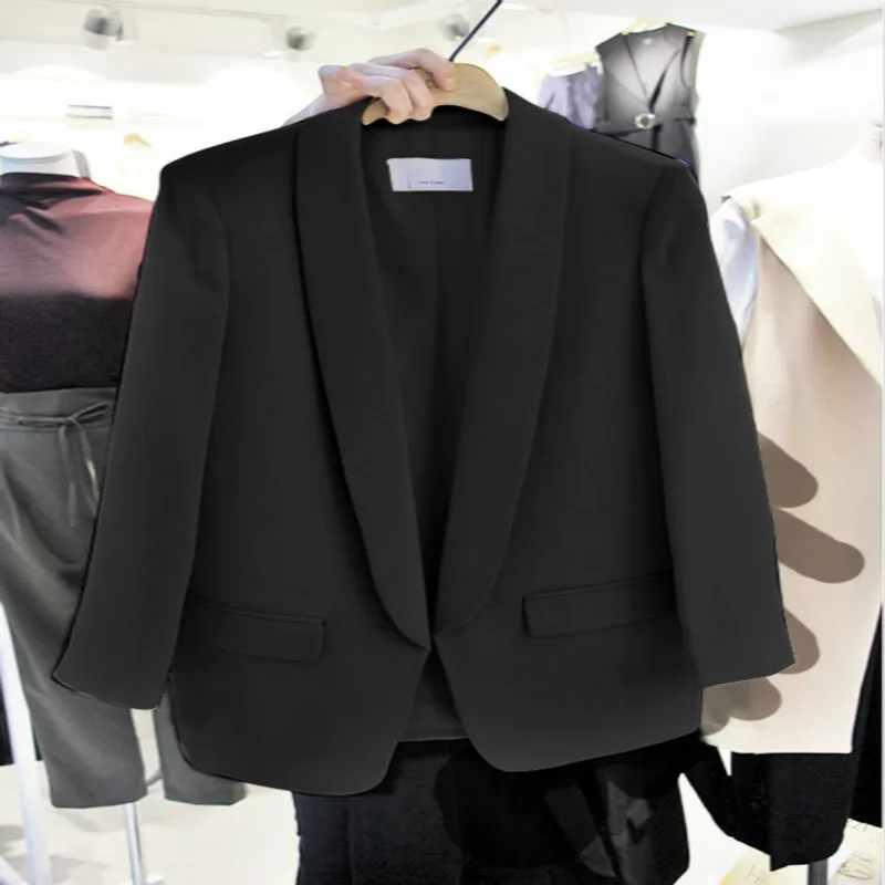 Женский блейзер, повседневный белый костюм, модная черная профессиональная куртка с длинным рукавом, новинка весны и осени, дикая куртка