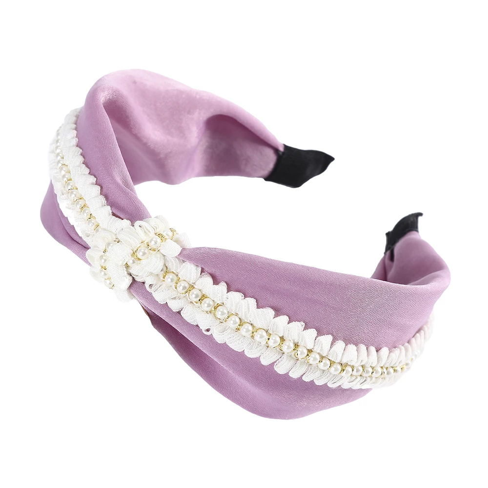 Женский обруч для волос AWAYTR кружевной с жемчугом и узлом Новый головной убор| |