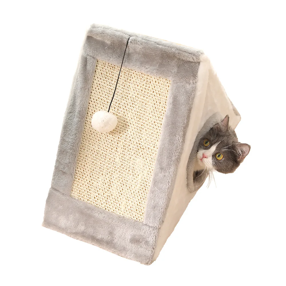Triangular Cat Scratch Board Grinding Claw Sisal Climbing Frame Nest Supplies Toys Pet Products Cats | Дом и сад