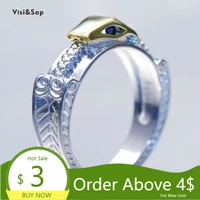 visisap ethnic punk style ring double color snake white gold color rings for women fashion jewelry dropshipping supplier b2626
