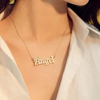 elegant angel old english font necklace letter pendant women girls cute gift