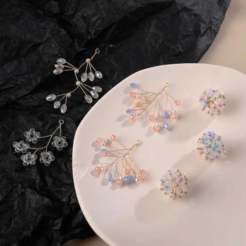 

2 шт. ручное плетение, стеклянная Хрустальная медная проволока, спрей, блестки, цветок, шарик, подвеска, «сделай сам», Шпилька для волос, орнам...