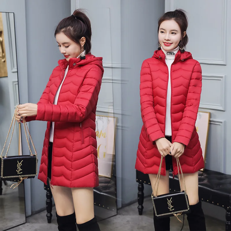 Женская зимняя куртка с капюшоном YLLX1823 длинное пальто на молнии|Женские