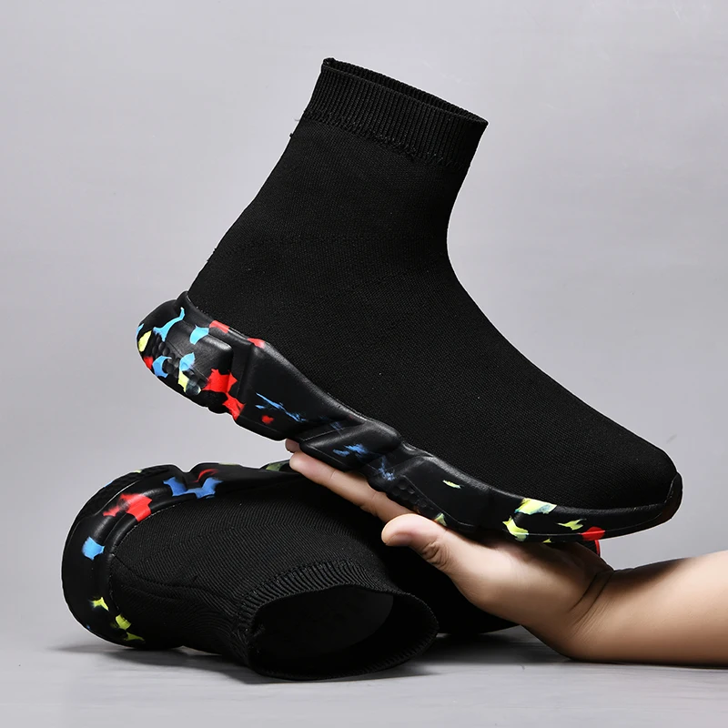 High Top Mens Shoes Sports Sock Shoes Women Socks Sneakers Men Running Shoes Couple Winter Boots Plush Soft Comfortable Trainers