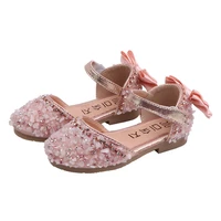 skhek new children princess shoes baby girls flat bling leather sandals fashion sequin soft kids dance party sparkly shoes a986