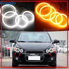 Хлопковые переключающиеся светодиодные кольца с белым янтарным ангельским глазом, гало, DRL, указатели поворота для Chevrolet AVEO Sonic T300 2011 2012 2013 2014