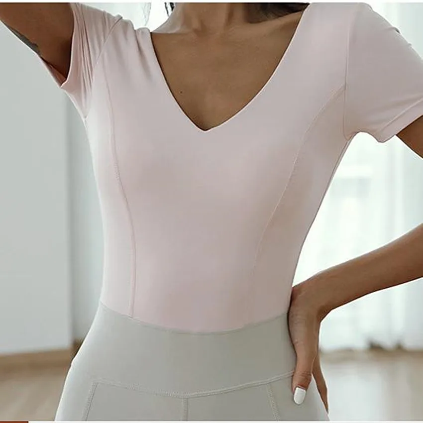 

2021 Pad Seamless One-piece Sexy Sets Women Short Sleeve Gym Clothing Yoga Set U-Back Sports Tights Rompers Fitness Jumpsuit