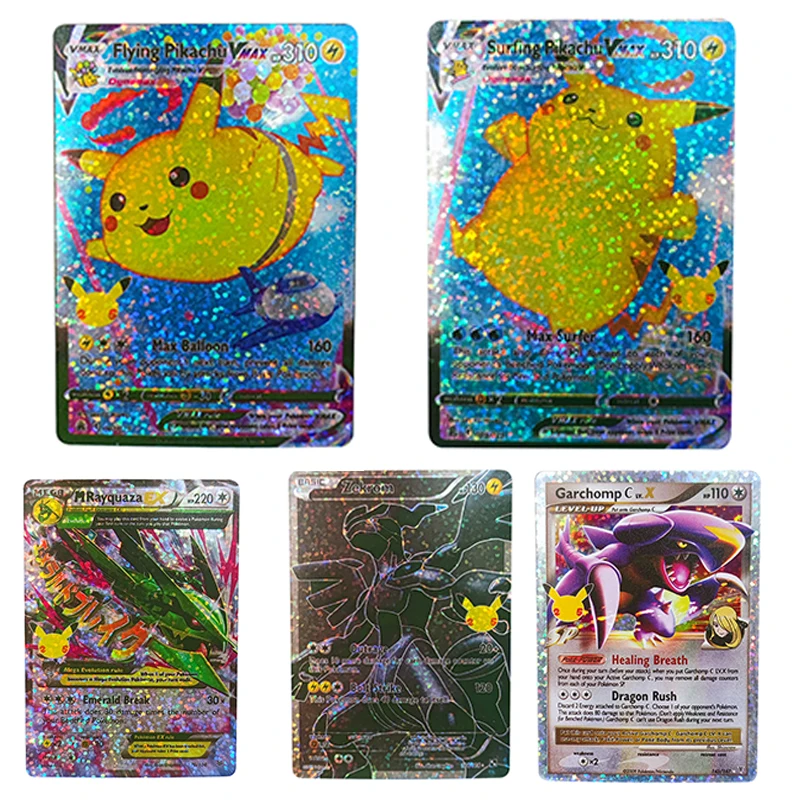 

Pokemon EX GX VMAX Rayquaza Mewtwo garduty Pikachu сувенирная карточка детские игрушки подарок на день рождения и Рождество