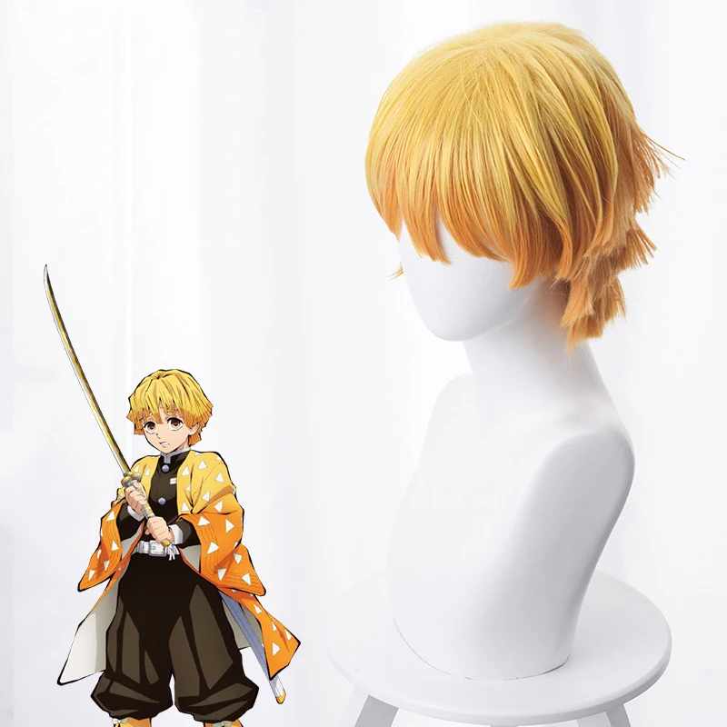 

Blade of Ghosts My Wife of Goodness Cosplay Wig Yellow Gradient Orange Twisted Short Hair