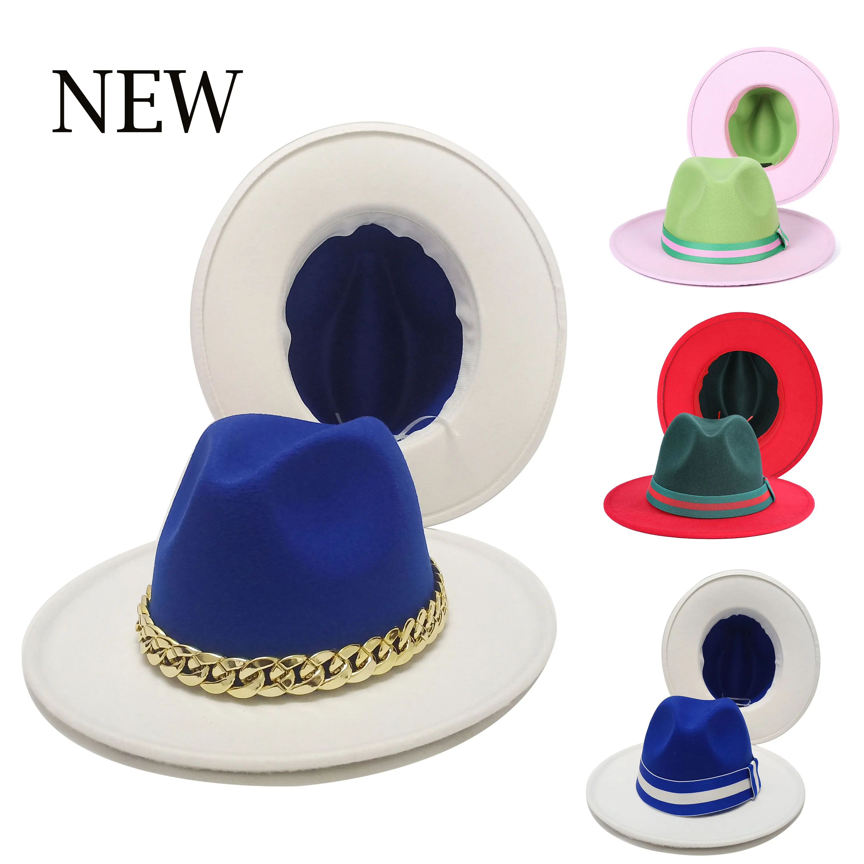 

Warm Double Color Fedoras Hat For Women Man Hats Cowboy Hat Gradient Cap Top Hat Fashion Panama Church Hat Wholesale