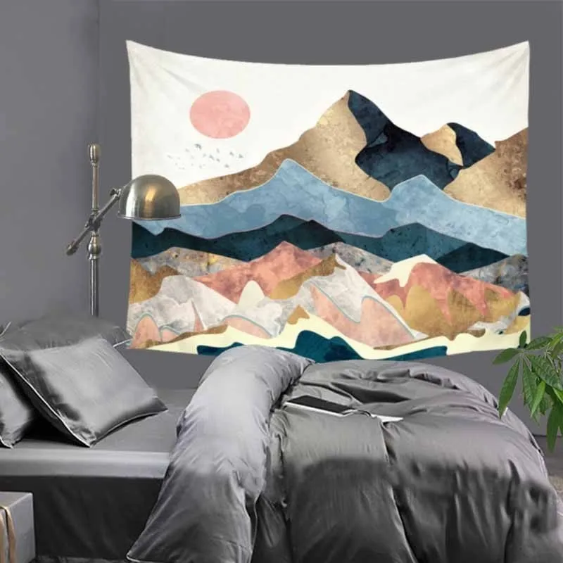 Новый Индийский гобелен акварельного цвета с узорами принтом гор Мандала хиппи