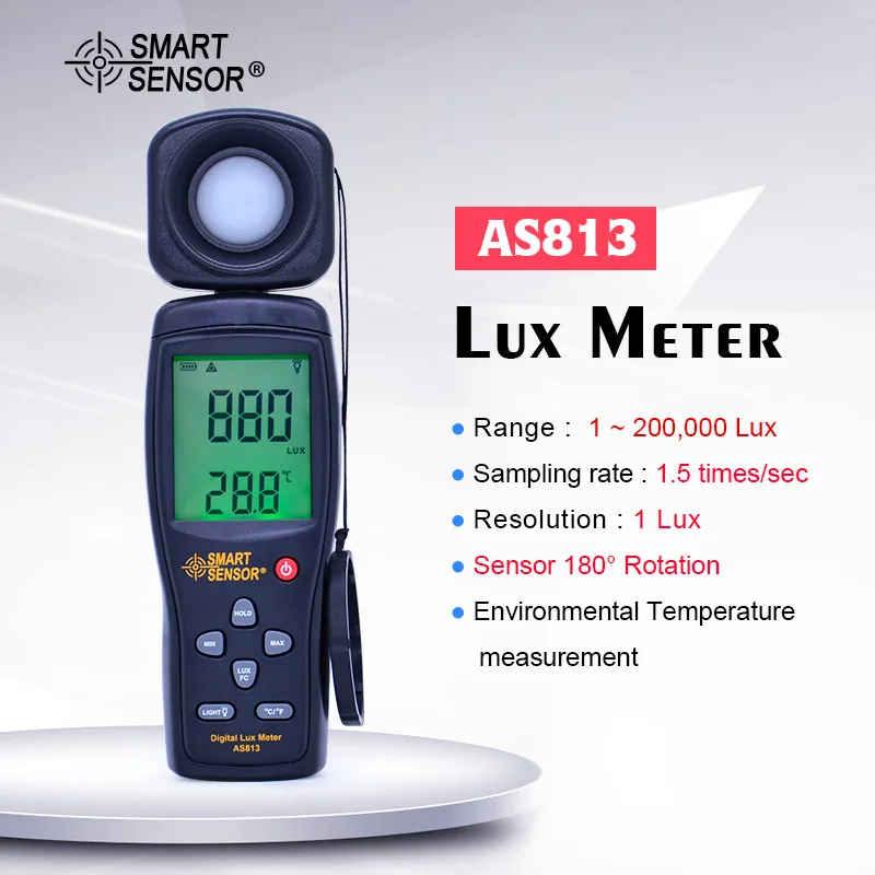 Цифровой измеритель люкс AS813 осветительный прибор спектрометр яркости
