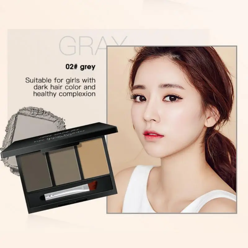 Тени для век макияжа 3 цвета водостойкая пудра бровей тени палитра +