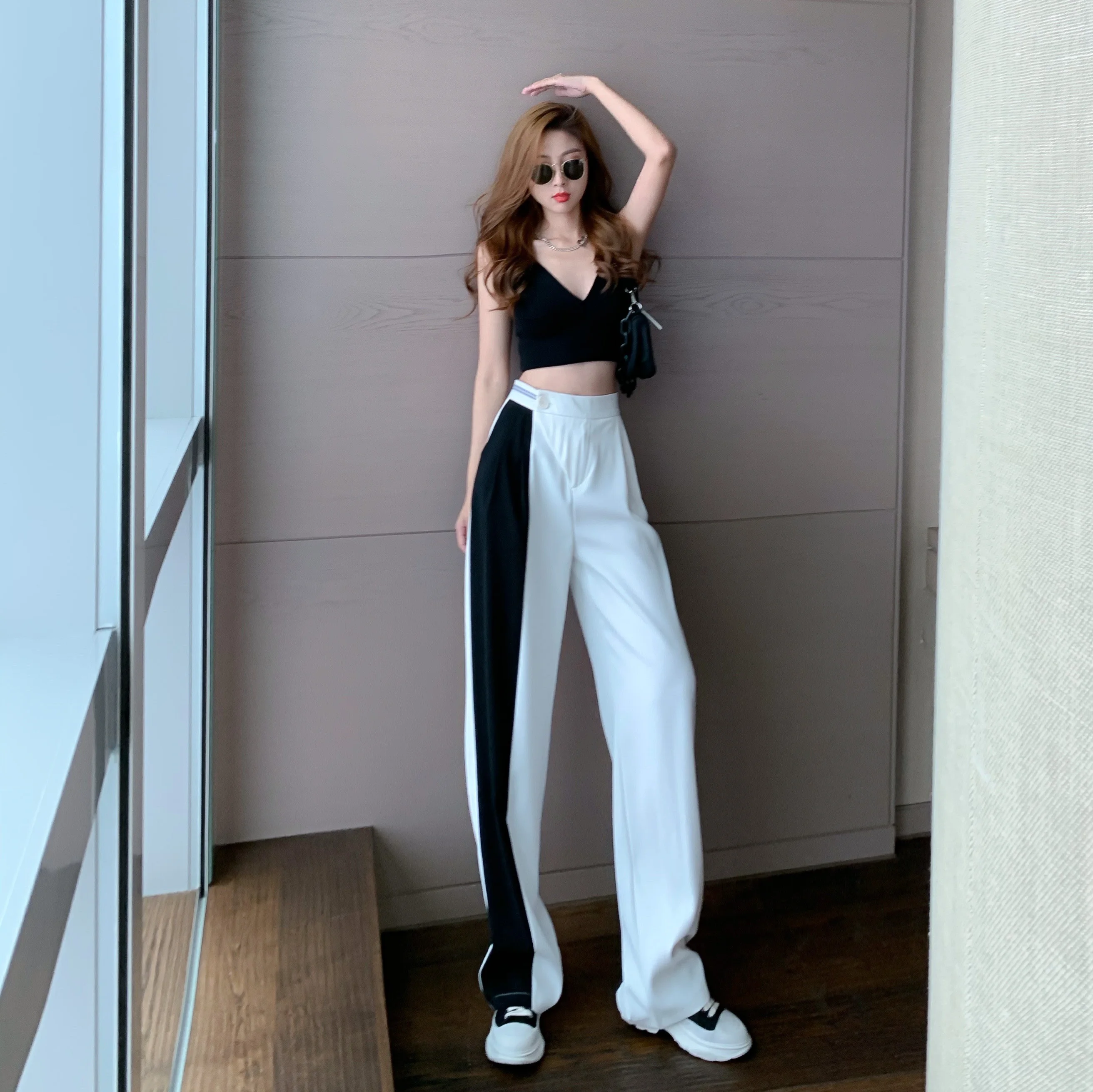 Дешевые женские джоггеры спортивные брюки повседневные широкие полосатые в