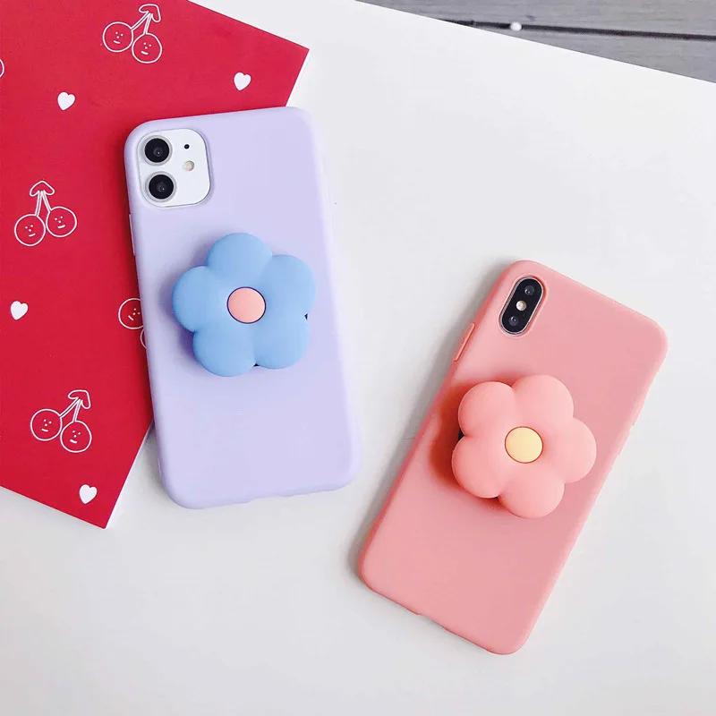 Милый корейский чехол-подставка с цветочным рисунком для Samsung Galaxy S6 Edge S7 S8 S9 Plus S10e